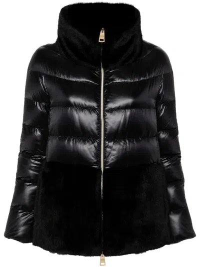 HERNO FAUX-FUR QUILTED DOWN JACKET