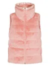 Herno Luxe Sleeveless Down Jacket With Faux Fur In Pink