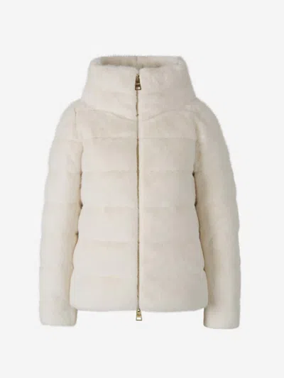 Herno Faux Fur Quilted Jacket In White