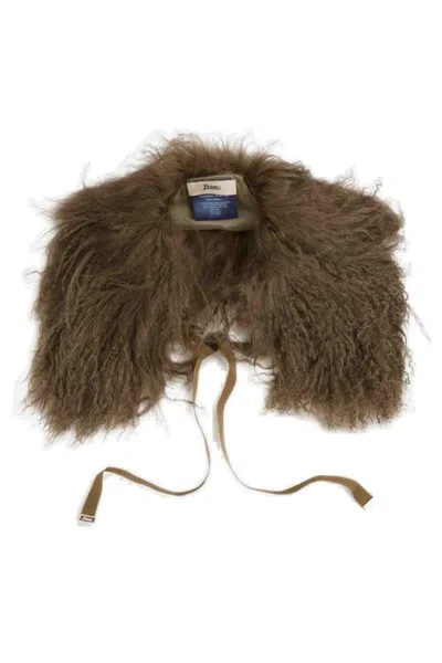 Herno Faux Fur Scarf With Plush Texture And Refined Design In Green