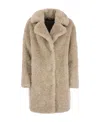 Herno Faux-fur Single-breasted Coat In Neutral