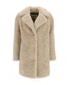 Herno Faux-fur Single-breasted Coat In Nude