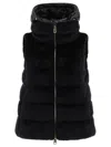 Herno Black Sleeveless Down Jacket With Detachable Hood In Faux Fur Woman