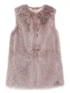 Herno Faux Fur Eaist Coat In Pink