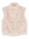 Herno Faux Fur Waist Coat In Neutral