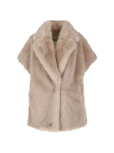 Herno Faux Fur Sleeveless Vest In Brown