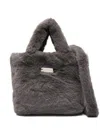 Herno Faux-fur Tote Bag In Gray