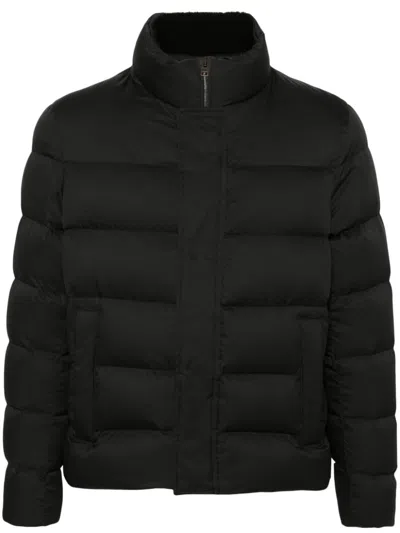 Herno Faux-fur Trim Bomber Jacket In Black