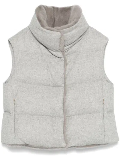 Herno Faux-fur Trim Gilet In Beige