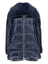 Herno Ultralight Nylon Down Jacket And Lady Alternative Fur In Blue