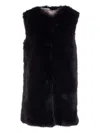 Herno Black Sleeveless Vest With Concealed Closure On The Front In Ecofur Woman In Black