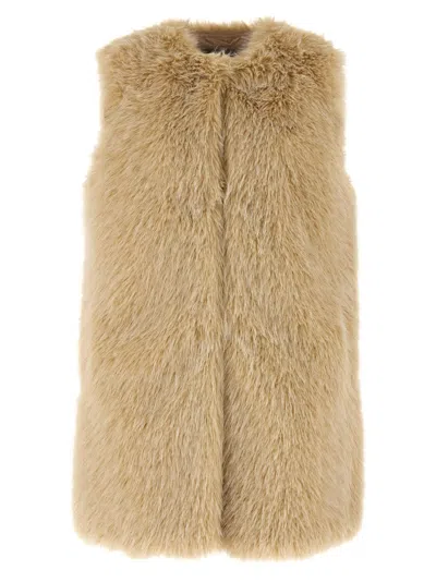 Herno Faux Fur Vest In Beige