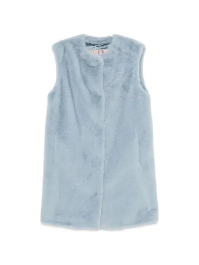 Herno Faux Fur Vest In Blue