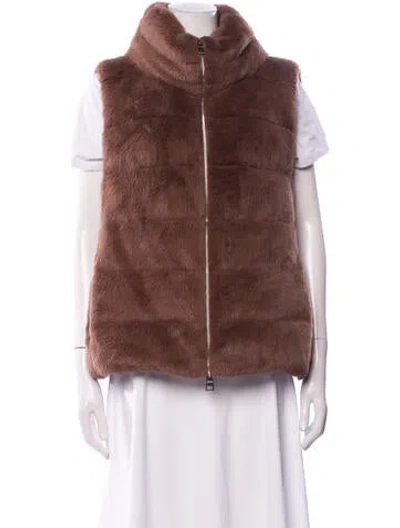 Pre-owned Herno Faux Fur Vest In Brown