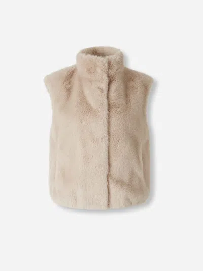 Herno Faux Fur Vest In Sand