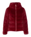 Herno Padded Jacket With Faux Fur Texture In Red
