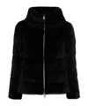 Herno Fur Effect Cape Jacket In Black