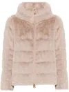 Herno Cropped Beige Coat With Horizontal Quilted Pattern And High Collar In Neutrals