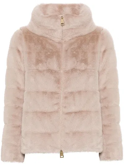 HERNO FAUX-FUR ZIPPED JACKET
