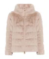 Herno Faux Fur Down Jacket With High Collar In Nude