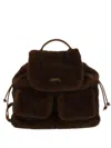 Herno Faux-fur Drawstring Backpack In Brown