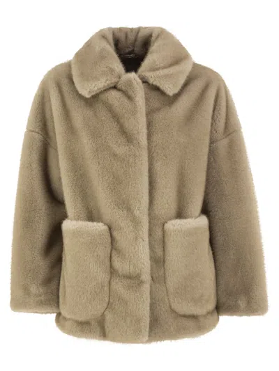 Herno Faux-fur Effect Jacket In Neutral