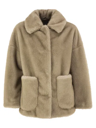 Herno Faux-fur Effect Jacket In Brown