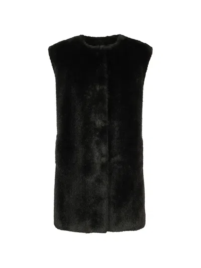 Herno Faux-fur Gilet In Black