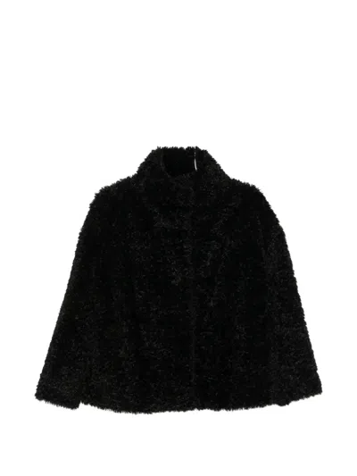 Herno Faux-fur High-neck Coat In Black