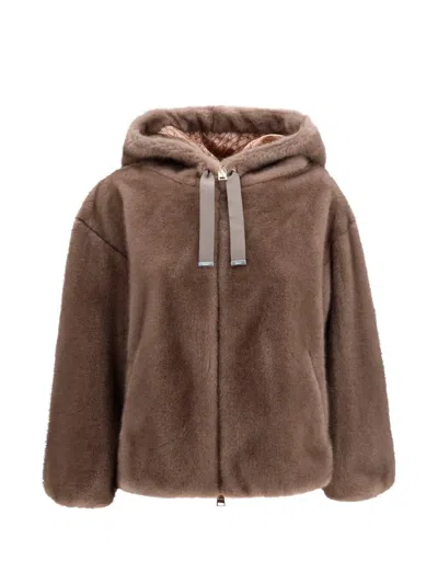 HERNO FAUX-FUR HOODED JACKET