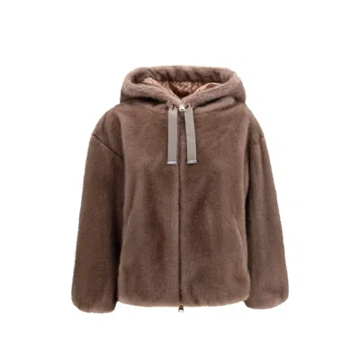 HERNO FAUX-FUR HOODED JACKET