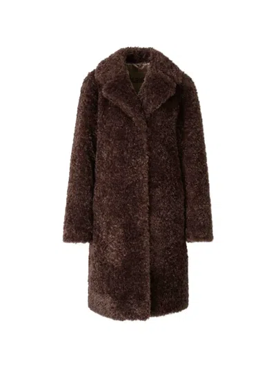 Herno Faux-fur Notch-lapels Coat In Brown