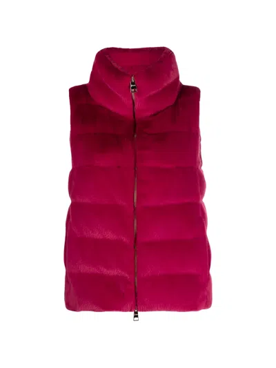 Herno Faux-fur Padded Gilet In Pink