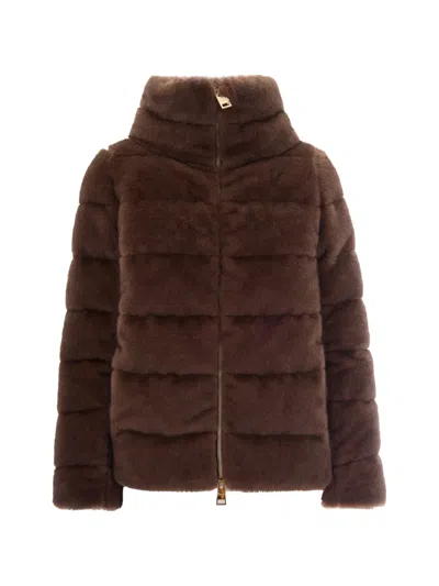 Herno Eco-fur High Crater Collar Double-slider Down Jacket In Multi