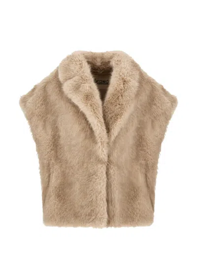 Herno Faux-fur Short-sleeve Jacket In Neutral