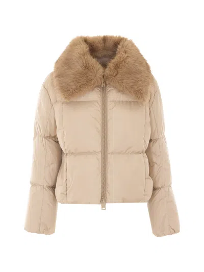 Herno Faux-fur Trim Padded Jacket In Multi