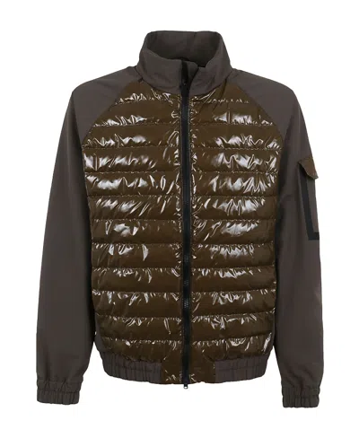 Herno Feather Down Zip-up Jacket In Brown