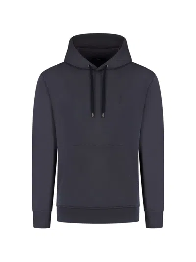 Herno Felpa Logo-embroidered Drawstring Hoodie In Blue