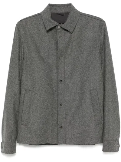 Herno Felted Shirt Jacket In Grey