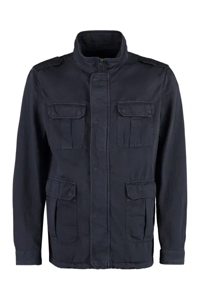 Herno Field Cotton-linen Blend Jacket Raincoat In Navy