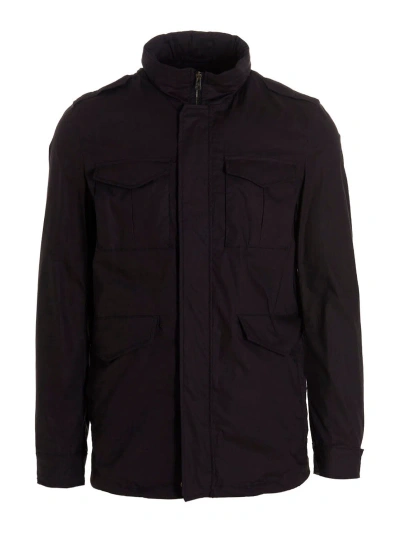 Herno Utility Functional Jacket High Collar In Blue