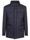 Herno Quilted Flap-pocket Puffer Jacket In Blue