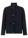 Herno High-neck Buttoned Jacket In Blue