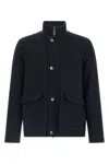 Herno High-neck Buttoned Jacket In Blue