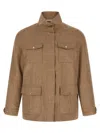 Herno Field Turtleneck Jacket In Brown
