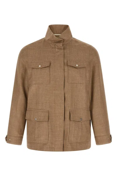 Herno Field Turtleneck Jacket In Brown