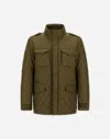 Herno Field Jacket In Nylon Chamonix And Waxed Tech Cotton In Green