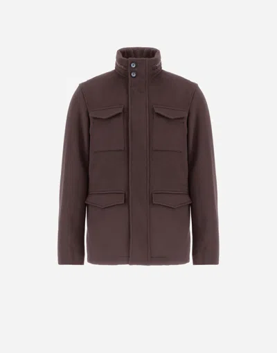 Herno Flap-pocket Jacket In Brown