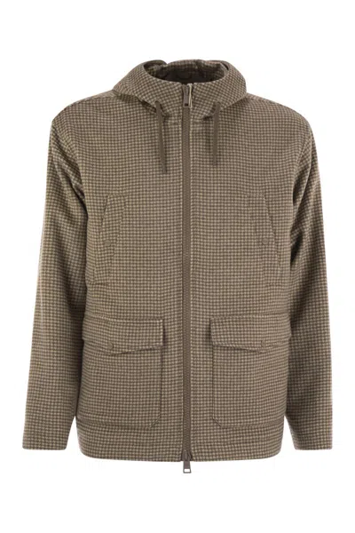 HERNO HERNO FIELD JACKET RESORT IN CASHMERE PIED DE POULE
