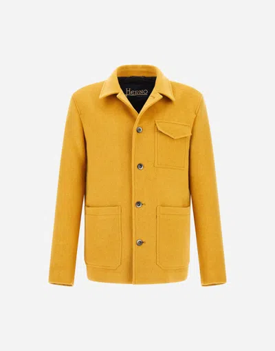 Herno Field Jacket In Soft Recycled Wool In Yellow